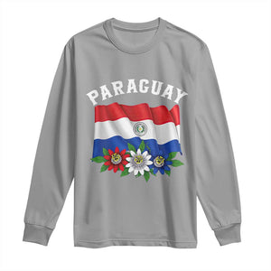 Paraguay Flag Passion Flower Mburucuya Graphic Long Sleeve Shirt Paraguaya Hispanic Latino Heritage Cultura Pride TS02 Sport Gray Print Your Wear