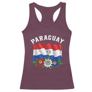 Paraguay Flag Passion Flower Mburucuya Graphic Racerback Tank Top Paraguaya Hispanic Latino Heritage Cultura Pride TS02 Maroon Print Your Wear