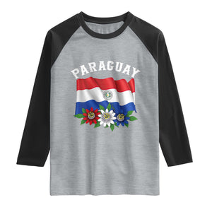 Paraguay Flag Passion Flower Mburucuya Graphic Raglan Shirt Paraguaya Hispanic Latino Heritage Cultura Pride TS02 Heather Gray Black Print Your Wear