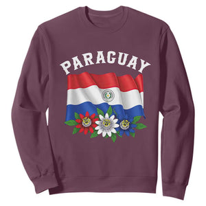 Paraguay Flag Passion Flower Mburucuya Graphic Sweatshirt Paraguaya Hispanic Latino Heritage Cultura Pride TS02 Maroon Print Your Wear