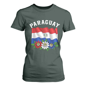 Paraguay Flag Passion Flower Mburucuya Graphic T Shirt For Women Paraguaya Hispanic Latino Heritage Cultura Pride TS02 Dark Forest Green Print Your Wear