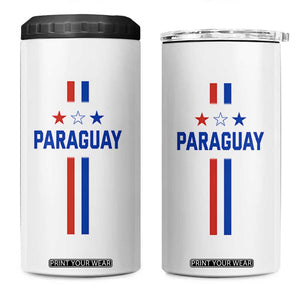 Paraguay Flag Soccer Jersey Style Graphic 4 in 1 Can Cooler Tumbler Patriotic Paraguaya Pride Football Fans Sports Spirit TS02 One Size: 16 oz White Print Your Wear