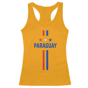 Paraguay Flag Soccer Jersey Style Graphic Racerback Tank Top Patriotic Paraguaya Pride Football Fans Sports Spirit TS02 Gold Print Your Wear