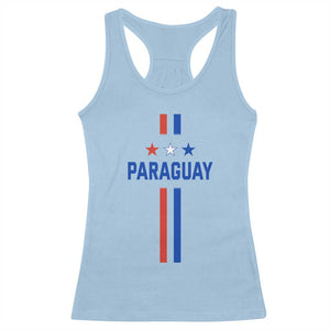 Paraguay Flag Soccer Jersey Style Graphic Racerback Tank Top Patriotic Paraguaya Pride Football Fans Sports Spirit TS02 Light Blue Print Your Wear