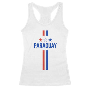 Paraguay Flag Soccer Jersey Style Graphic Racerback Tank Top Patriotic Paraguaya Pride Football Fans Sports Spirit TS02 White Print Your Wear