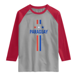 Paraguay Flag Soccer Jersey Style Graphic Raglan Shirt Patriotic Paraguaya Pride Football Fans Sports Spirit TS02 Sport Gray Red Print Your Wear