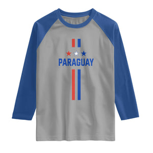 Paraguay Flag Soccer Jersey Style Graphic Raglan Shirt Patriotic Paraguaya Pride Football Fans Sports Spirit TS02 Sport Gray Royal Print Your Wear