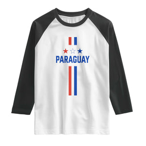 Paraguay Flag Soccer Jersey Style Graphic Raglan Shirt Patriotic Paraguaya Pride Football Fans Sports Spirit TS02 White Black Print Your Wear