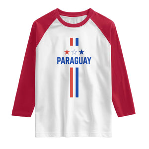Paraguay Flag Soccer Jersey Style Graphic Raglan Shirt Patriotic Paraguaya Pride Football Fans Sports Spirit TS02 White Red Print Your Wear