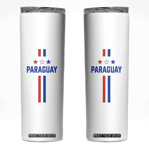 Paraguay Flag Soccer Jersey Style Graphic Skinny Tumbler Patriotic Paraguaya Pride Football Fans Sports Spirit TS02 White Print Your Wear