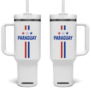 Paraguay Flag Soccer Jersey Style Graphic Tumbler With Handle Patriotic Paraguaya Pride Football Fans Sports Spirit TS02 One Size: 40 oz White Print Your Wear