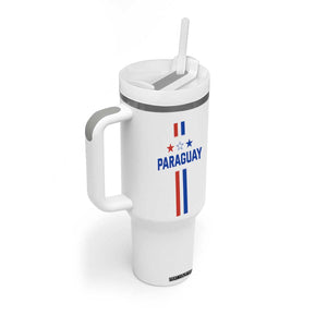 Paraguay Flag Soccer Jersey Style Graphic Tumbler With Handle Patriotic Paraguaya Pride Football Fans Sports Spirit TS02 Print Your Wear
