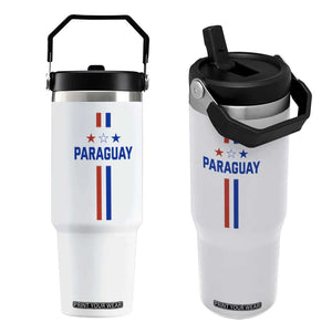 Paraguay Flag Soccer Jersey Style Graphic Flip Straw Tumbler Patriotic Paraguaya Pride Football Fans Sports Spirit TS02 One Size: 30 oz White Print Your Wear