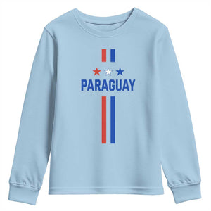 Paraguay Flag Soccer Jersey Style Graphic Youth Sweatshirt Patriotic Paraguaya Pride Football Fans Sports Spirit TS02 Light Blue Print Your Wear