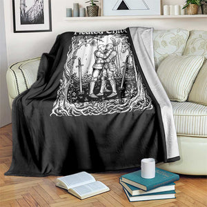 Heated Chivalry Kissing Knights Throw Blanket Romantic Funny Medieval Woodcut Fantasy Folklore Graphic TS02 Print Your Wear