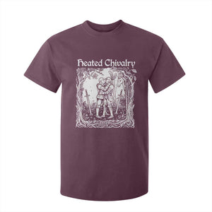 Heated Chivalry Kissing Knights T Shirt For Kid Romantic Funny Medieval Woodcut Fantasy Folklore Graphic TS02 Maroon Print Your Wear