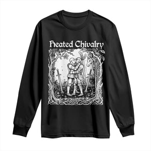 Heated Chivalry Kissing Knights Long Sleeve Shirt Romantic Funny Medieval Woodcut Fantasy Folklore Graphic TS02 Black Print Your Wear