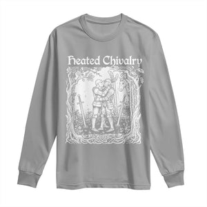 Heated Chivalry Kissing Knights Long Sleeve Shirt Romantic Funny Medieval Woodcut Fantasy Folklore Graphic TS02 Sport Gray Print Your Wear