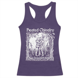 Heated Chivalry Kissing Knights Racerback Tank Top Romantic Funny Medieval Woodcut Fantasy Folklore Graphic TS02 Purple Print Your Wear