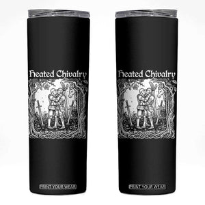 Heated Chivalry Kissing Knights Skinny Tumbler Romantic Funny Medieval Woodcut Fantasy Folklore Graphic TS02 Black Print Your Wear