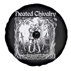 Heated Chivalry Kissing Knights Spare Tire Cover Romantic Funny Medieval Woodcut Fantasy Folklore Graphic TS02 Print Your Wear