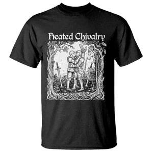 Heated Chivalry Kissing Knights T Shirt Romantic Funny Medieval Woodcut Fantasy Folklore Graphic TS02 Black Print Your Wear