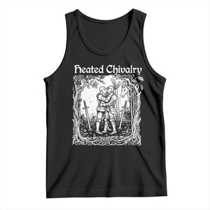 Heated Chivalry Kissing Knights Tank Top Romantic Funny Medieval Woodcut Fantasy Folklore Graphic TS02 Black Print Your Wear