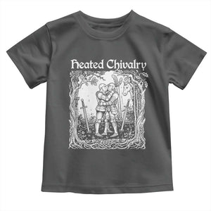 Heated Chivalry Kissing Knights Toddler T Shirt Romantic Funny Medieval Woodcut Fantasy Folklore Graphic TS02 Dark Heather Print Your Wear