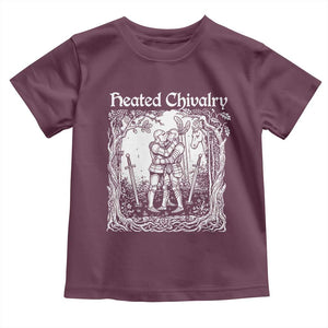 Heated Chivalry Kissing Knights Toddler T Shirt Romantic Funny Medieval Woodcut Fantasy Folklore Graphic TS02 Maroon Print Your Wear