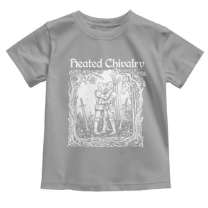 Heated Chivalry Kissing Knights Toddler T Shirt Romantic Funny Medieval Woodcut Fantasy Folklore Graphic TS02 Sport Gray Print Your Wear