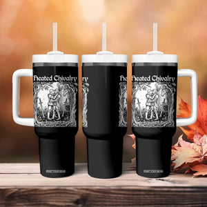 Heated Chivalry Kissing Knights Tumbler With Handle Romantic Funny Medieval Woodcut Fantasy Folklore Graphic TS02 Print Your Wear