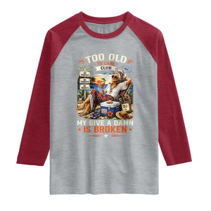 Too Old To Care Club Funny Retired Woman Beach Vacation Raglan Shirt My Give A Damn Is Broken IDGAF Chill Mode TS02 Heather Gray Heather Red Print Your Wear