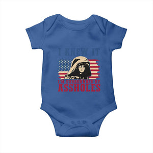Funny I Knew It Im Surrounded by Axxholes Sci-fi Meme Baby Onesie Patriotic Space Parody USA Flag Sarcastic 1980s Movie Quote TS02 Royal Blue Print Your Wear
