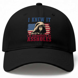 Funny I Knew It Im Surrounded by Axxholes Sci-fi Meme Baseball Cap Patriotic Space Parody USA Flag Sarcastic 1980s Movie Quote TS02 Print Your Wear