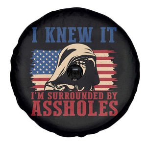 Funny I Knew It Im Surrounded by Axxholes Sci-fi Meme Spare Tire Cover Patriotic Space Parody USA Flag Sarcastic 1980s Movie Quote TS02 Print Your Wear