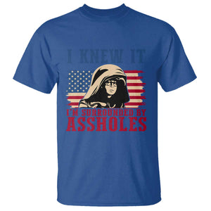 Funny I Knew It Im Surrounded by Axxholes Sci-fi Meme T Shirt Patriotic Space Parody USA Flag Sarcastic 1980s Movie Quote TS02 Royal Blue Print Your Wear