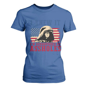 Funny I Knew It Im Surrounded by Axxholes Sci-fi Meme T Shirt For Women Patriotic Space Parody USA Flag Sarcastic 1980s Movie Quote TS02 Royal Blue Print Your Wear