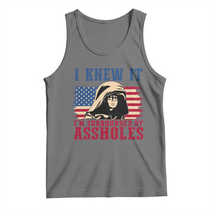 Funny I Knew It Im Surrounded by Axxholes Sci-fi Meme Tank Top Patriotic Space Parody USA Flag Sarcastic 1980s Movie Quote TS02 Black Heather Print Your Wear