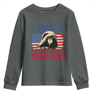Funny I Knew It Im Surrounded by Axxholes Sci-fi Meme Youth Sweatshirt Patriotic Space Parody USA Flag Sarcastic 1980s Movie Quote TS02 Dark Heather Print Your Wear