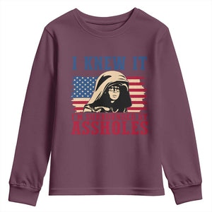 Funny I Knew It Im Surrounded by Axxholes Sci-fi Meme Youth Sweatshirt Patriotic Space Parody USA Flag Sarcastic 1980s Movie Quote TS02 Maroon Print Your Wear