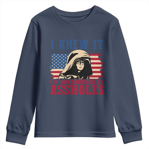 Funny I Knew It Im Surrounded by Axxholes Sci-fi Meme Youth Sweatshirt Patriotic Space Parody USA Flag Sarcastic 1980s Movie Quote TS02 Navy Print Your Wear