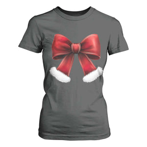 Red Coquette Bow Santa Retro Christmas Vibe T Shirt For Women TS02 Dark Heather Print Your Wear