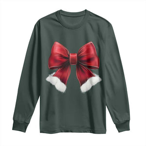Red Coquette Bow Santa Christmas Vibe Long Sleeve Shirt TS02 Dark Forest Green Print Your Wear