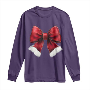 Red Coquette Bow Santa Christmas Vibe Long Sleeve Shirt TS02 Purple Print Your Wear