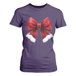 Red Coquette Bow Santa Christmas Vibe T Shirt For Women TS02 Purple Print Your Wear