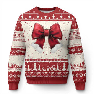 Red Coquette Bow Santa Xmas Vibe Ugly Christmas Sweater TS02 Red Print Your Wear