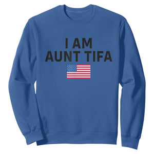 Funny I Am Aunt Tifa Sweatshirt Sarcastic Political Meme American Flag TS02 Royal Blue Print Your Wear