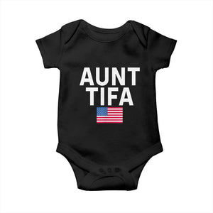 Aunt Tifa Baby Onesie Funny Political Sarcasm Patriotic American Flag TS02 Black Print Your Wear