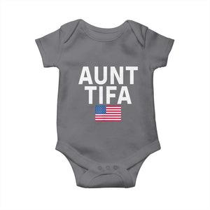 Aunt Tifa Baby Onesie Funny Political Sarcasm Patriotic American Flag TS02 Charcoal Print Your Wear
