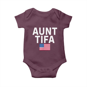 Aunt Tifa Baby Onesie Funny Political Sarcasm Patriotic American Flag TS02 Maroon Print Your Wear